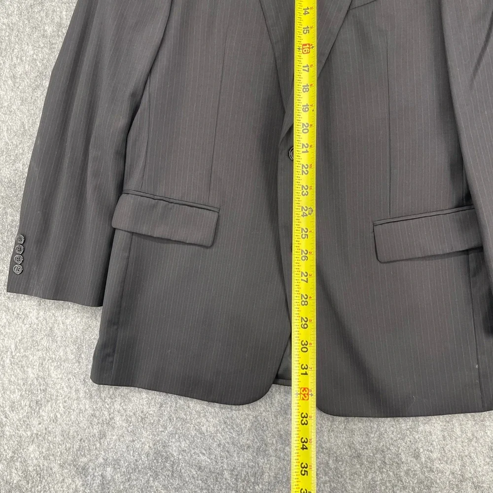 John Varvatos Blazer 42L Mens Pinstripe Black Two Button Suit Jacket